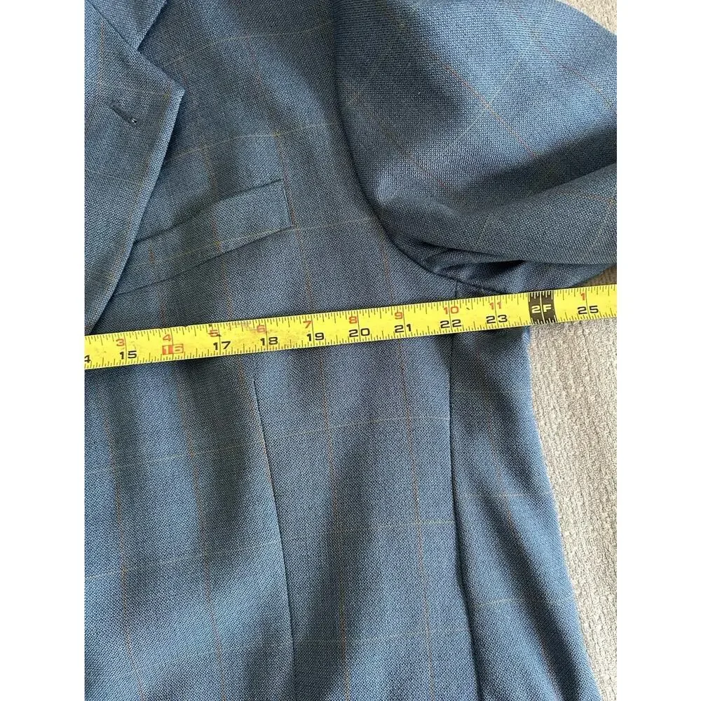 Luigi Bianchi Mantova Men's Wool Silk Jacket Blazer Navy Plaid Italy 48R